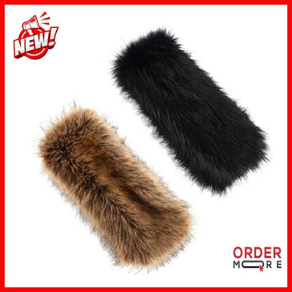 Faux Fur Headband Winter Earwarmer Stretch Adjustable Fleece Lined